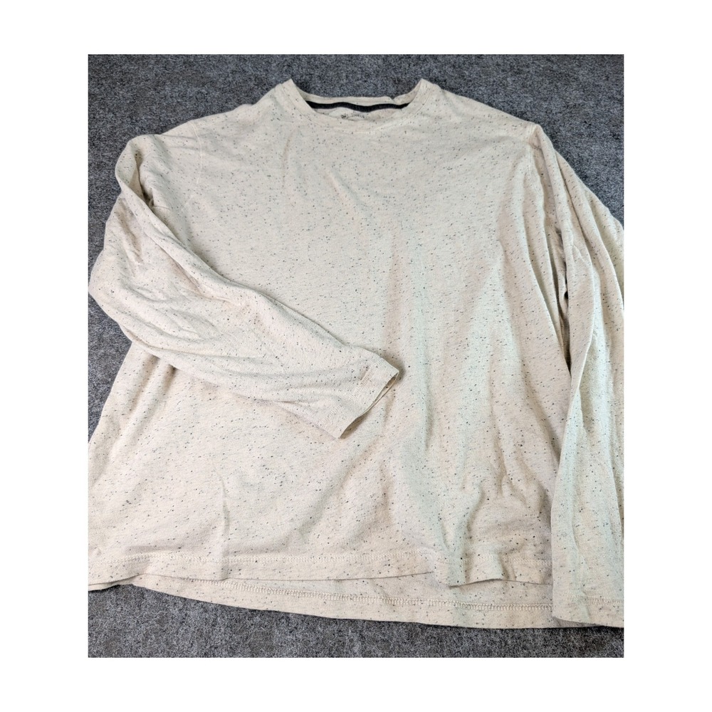 Cremieux Mens XL Long Sleeve T-Shirt Cream Black Speckled Fleck Cotton Blend EUC